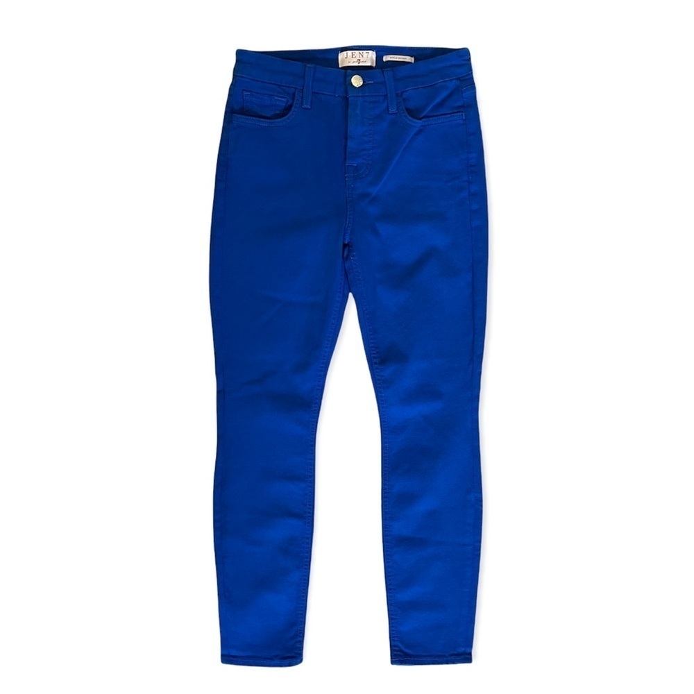 7 For All Mankind Jen7 Skinny Ankle Jeans In Rivera Blue 2 - Picture 2 of 7